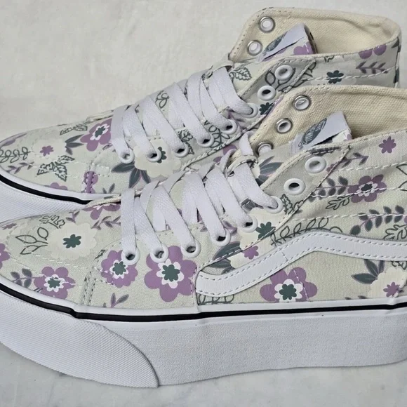 Vans Sk8-Hi Tapered Stackform Womens Sz 9 .5 White Pastel Floral Platform - Picture 6 of 8